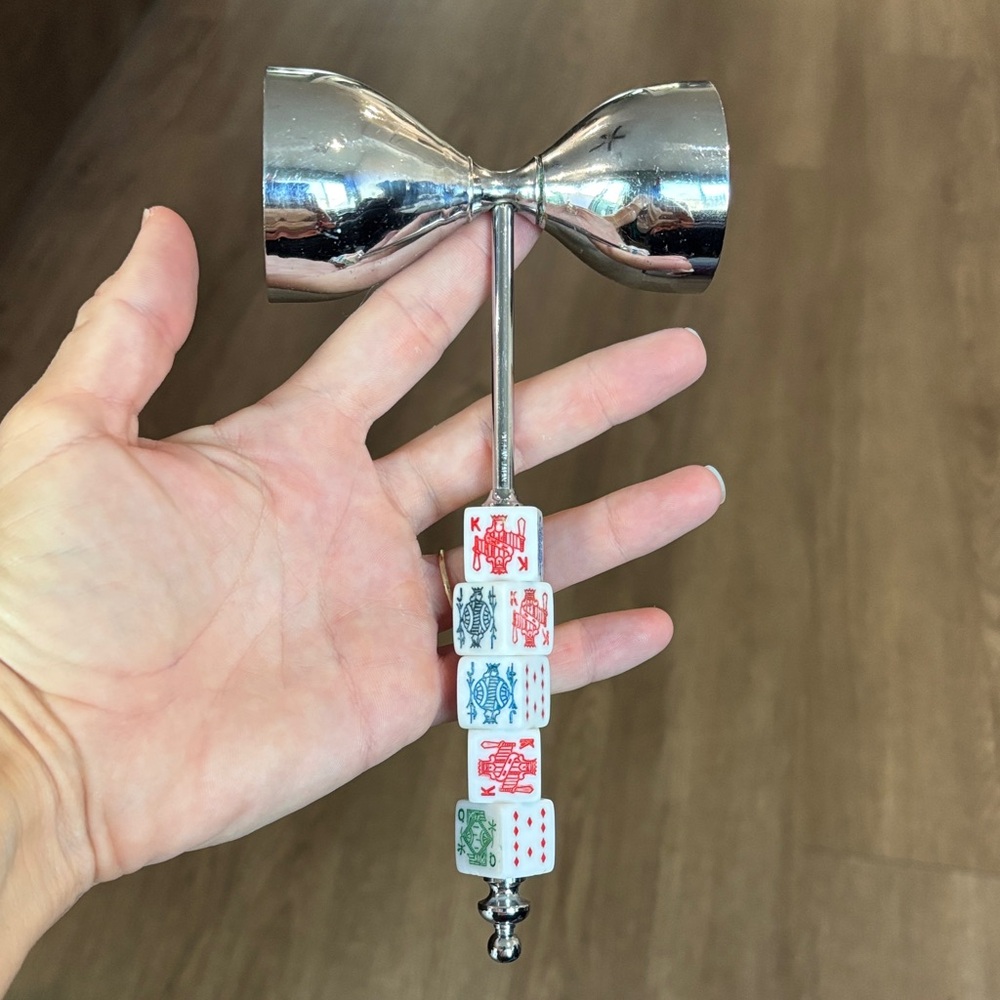 MCM Vintage Cocktail Jigger with Poker Dice Handle Bar Tool